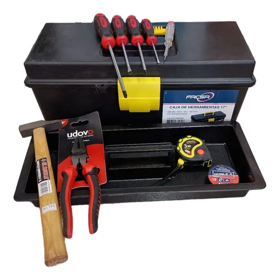 Combo Caja + Herramientas Varias Kit Para El Hogar Basic 1