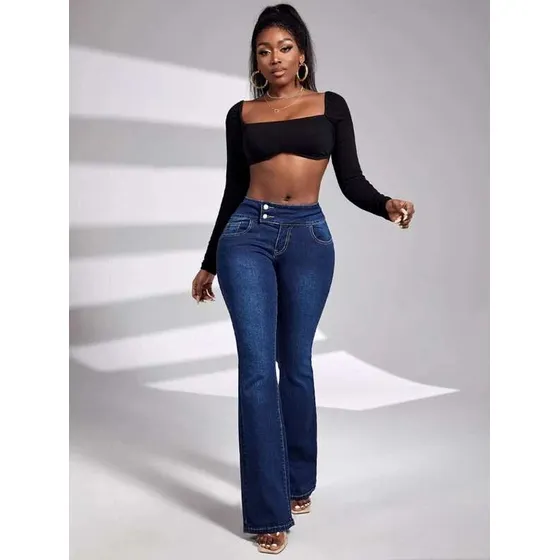 Jeans De Pierna Amplia De Cintura Ancha 28 - 29 Shein