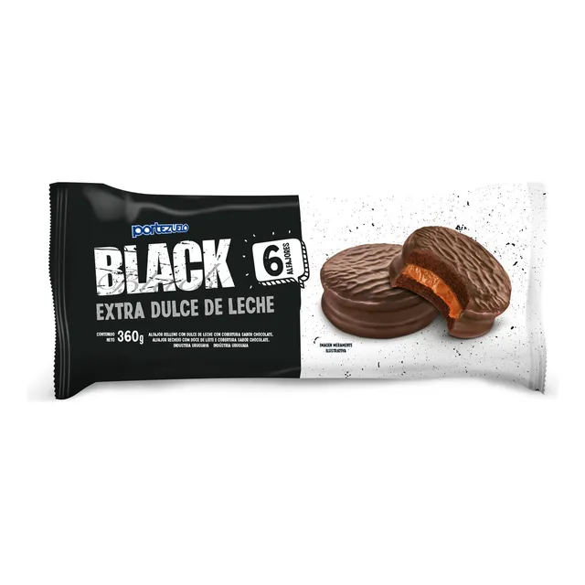 Alfajor Extra Ddl Black Portezuelo 330 Grs Pack X6