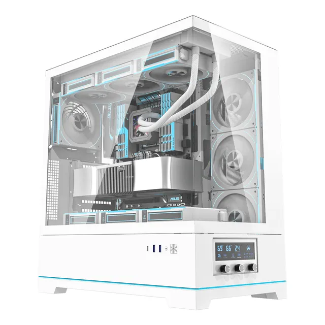 Gabinete Darkflash Dy451 Pro Atx Panel Control Fans Y Argb Blanco