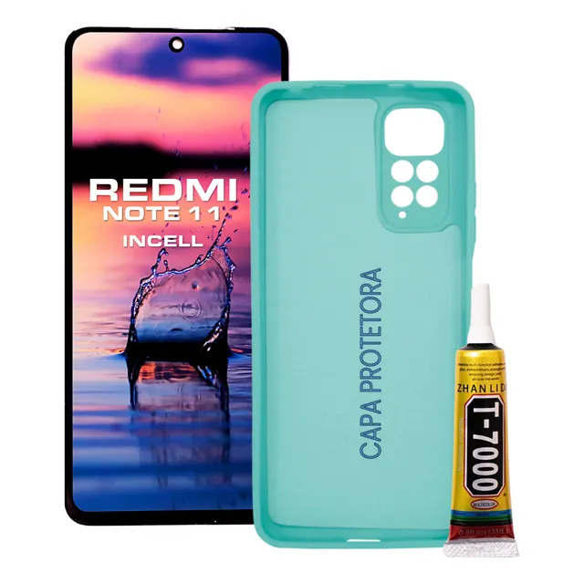 Kit Tela Frontal Compatível Redmi Note 11 + Cola + Capinha