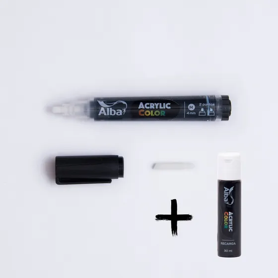 Marcador Acrilico + Recarga (30ml) - Alba - Doble Punta