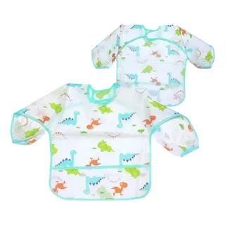 Babador Manga Longa Blw Baby - Mundo Dino Cor Azul Tamanho Un Babador Manga Longa Blw Baby - Mundo Dino Cor Azul Tamanho Un