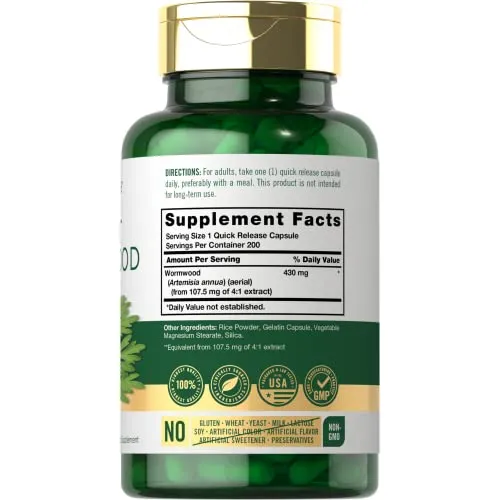 Suplemento Carlyle Sweet Wormwood 430 Mg 200 Cápsulas