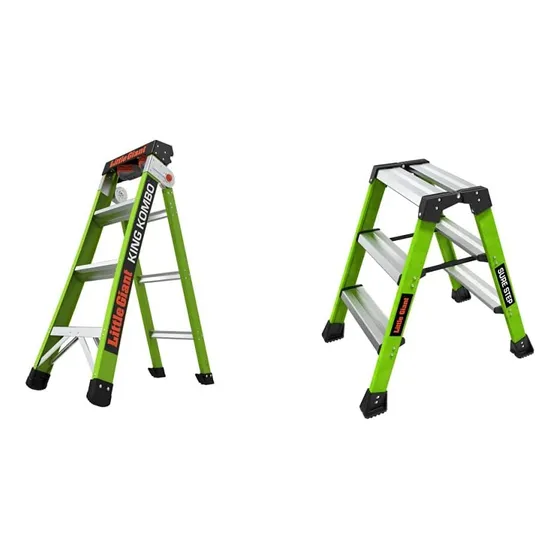Escalera Profesional De Fibra De Vidrio 4'x7' Con Taburete D