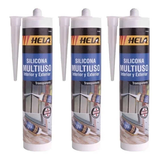 Silicona Hela Multiuso Transparente 280ml 3 Unidades