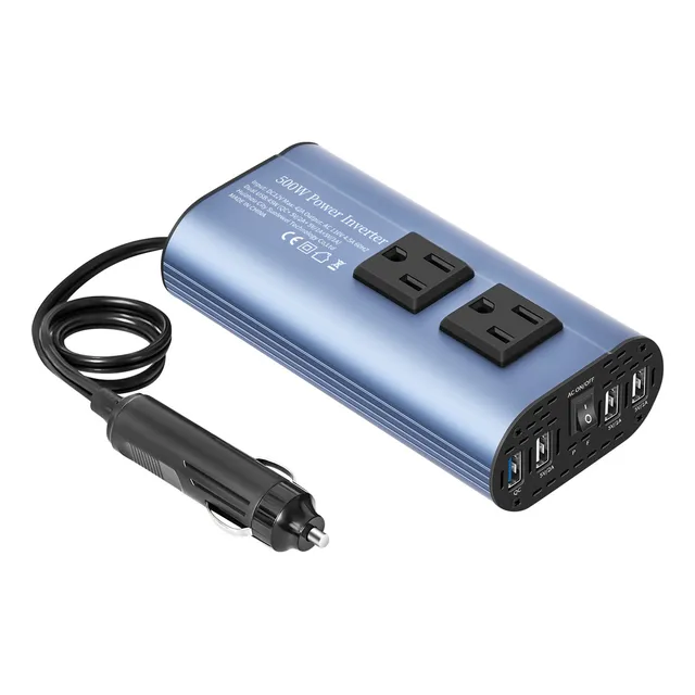 Inversor De Corriente Para Auto 500w, 12v-110v, 2 Ca Y 4 Usb