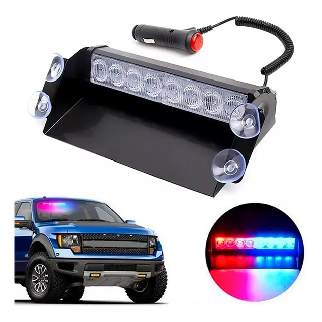 Baliza Led Estroboscopica Azul Rojo 12v Auto Parabrisa