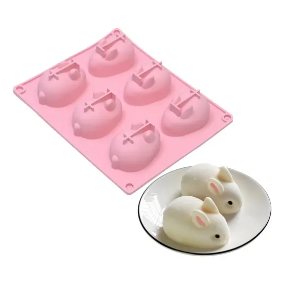 Molde De Silicona Conejito Conejo X6 Postre Mousse Chocolate