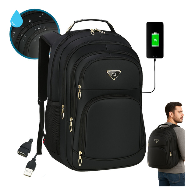 Mochila Masculina Faculdade Impermeável Resistente Grande