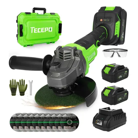 Esmerilhadeira Angular Com 2 Bateria 4ah 4.1/2 125mm Tecepo Verde-limão 60hz