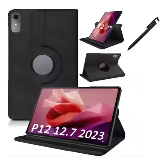 Capa Giratória Para Tablet Lenovo P12 De 12.7 + Caneta