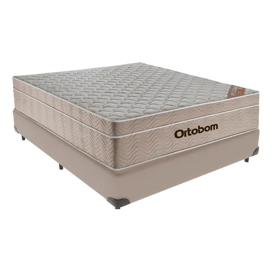 Cama Box Casal Bege E Colchão Airtech M. Ensacadas Ortobom