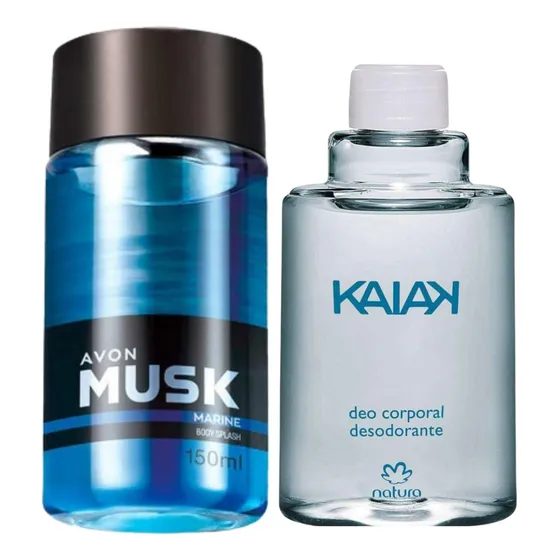 Natura Kaiak Tradicional Deo Corporal + Musk Marine Deo Colônia Avon - Kit 2 Unidades
