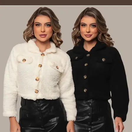 Kit 2 Casaco Teddy Curto Blusa Feminino Cropped Pelucia Frio
