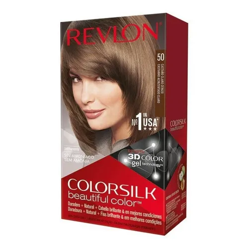 Kit Tintura Revlon Colorsilk Colorsilk beautiful Color Tono 50 Castaño Claro Cenizo Para Cabello