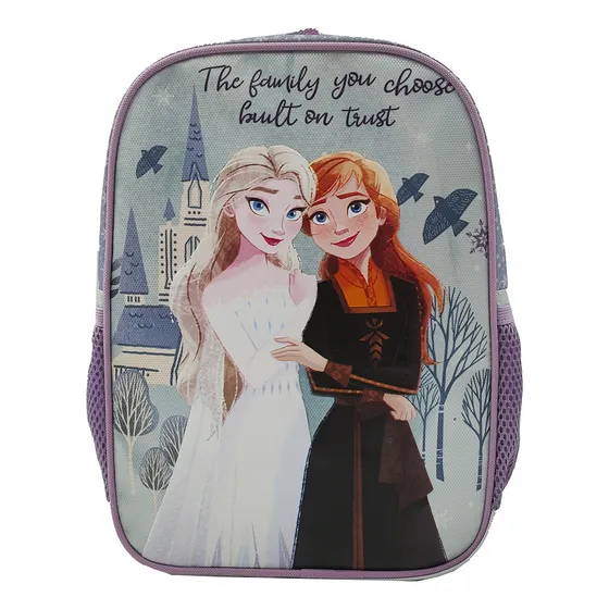 Mochila Preescolar Frozen Tafeta Niña 30 Cm 2 Bolsillo Color Menta Diseño De La Tela Liso
