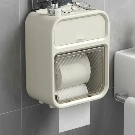 Suporte De Papel Higiênico Adesivo Organizador Para Banheiro Sem Furo Porta Papel Higiênico E Celular Com Gaveta Autocolante Dispenser Com Tampa A Prova Dagua Não Enferruja