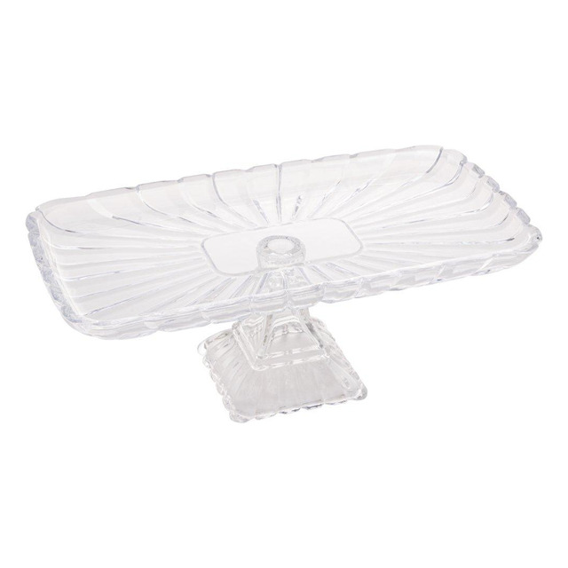 Prato Para Bolo Lyor Quadratta De Cristal 36,5cm X 17cm Prato Para Bolo Lyor Quadratta De Cristal 36,5cm X 17cm