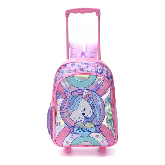 Mochila Unicornio Con Carro  Brillo  Grade Original 