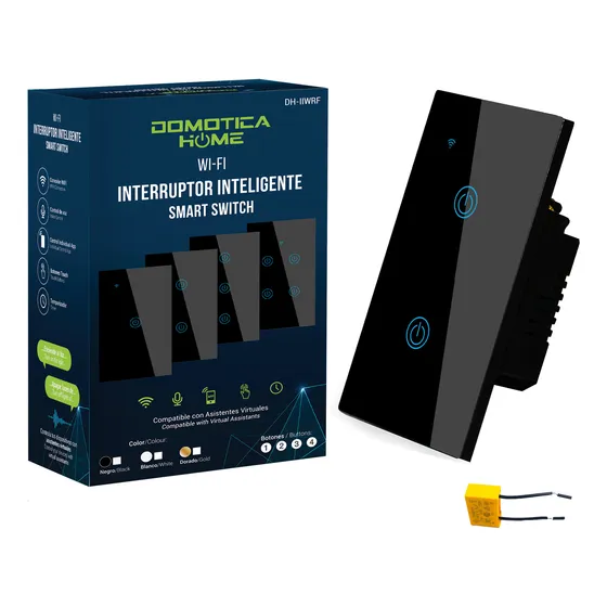 Apagador Inteligente Wifi Sin Neutro/con Neutro 2 Bot Negro