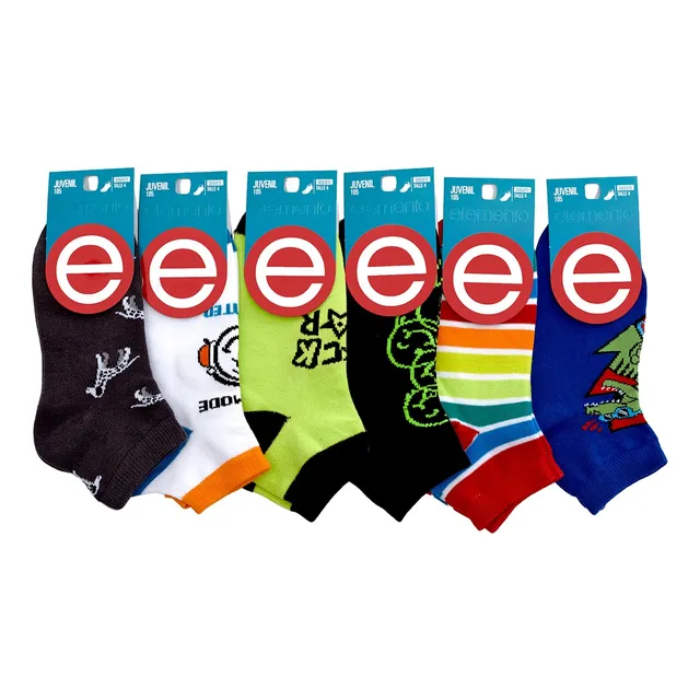 Pack X12 Soquetes Cortos Elemento Nena/varon Talle 4/5 