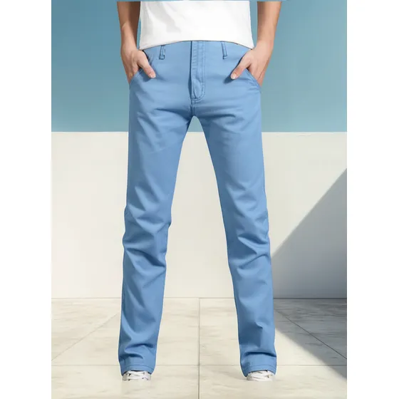 Pantalones A La Moda Para Hombre, Elásticos, Delgados, Talla