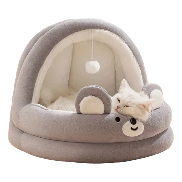 Portu Pets Cama Osito Super Suave Semi Cerrada Para Gatos