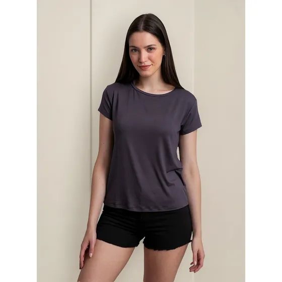 Remera Modal Viscosa Básica Mujer Corta Lisa