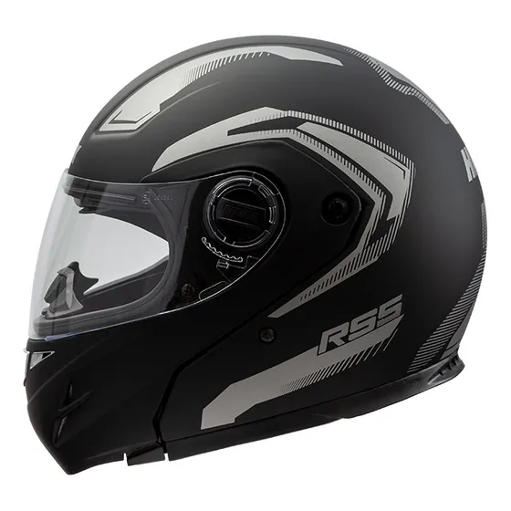 Casco Moto Hawk Rs5 Vector Resistance Rebatible Doble Visor Color Negro Mate Tamaño Del Casco M