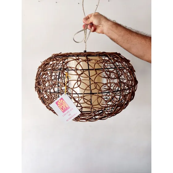 Lampara Colgante De Rattan  Ike Lite Design