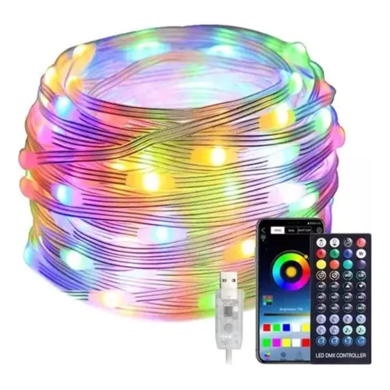 Tira Led Luz Rgb 10metros Rítmica Sumergible +control Remoto