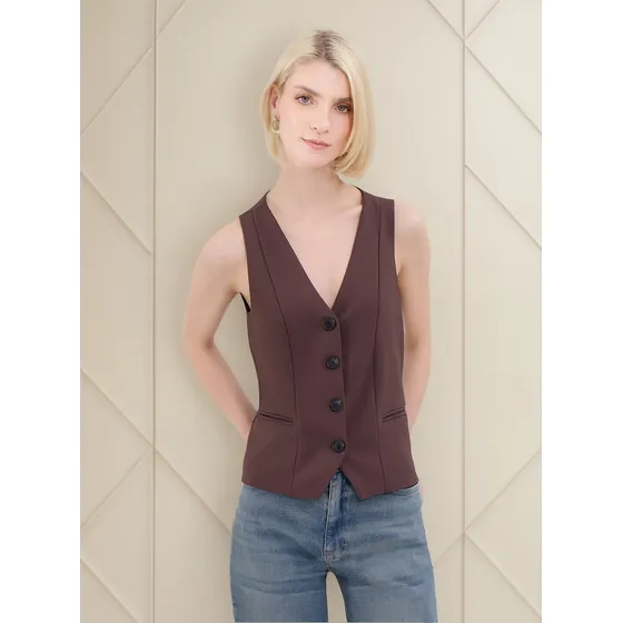 Chaleco Para Mujer Plano Marca Patprimo Color Café #30250041