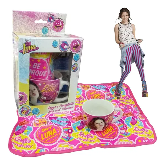 Taza Mug Y Paño Mantel De Soy Luna Para Niñas De Colección