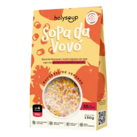 Sopa Da Vovó Macarrão Com Legumes Sem Glúten Holysoup 130g
