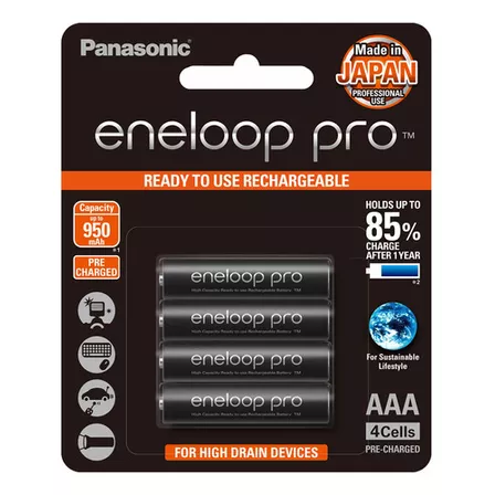Pila Panasonic Recargable Eneloop Pro Aaa 4 Unidades 950 Mah
