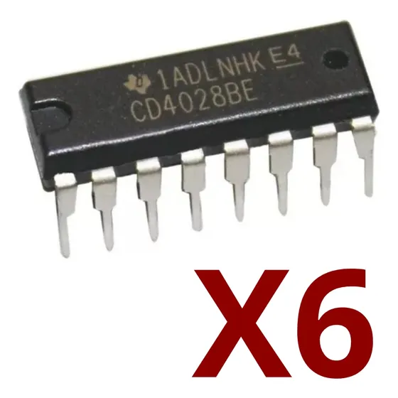 6pcs Cd4028be Cmos Decodificador Bcd A Decimal Cd4028