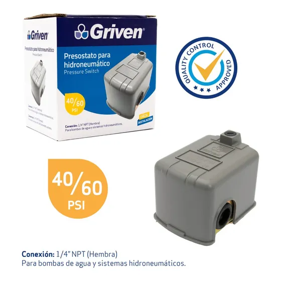 Presostato P/hidroneumatico 20/40 Psi Griven