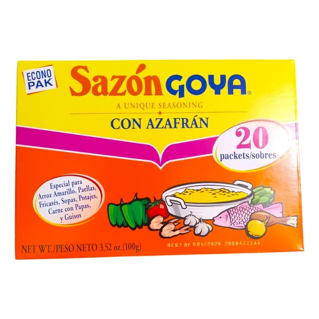1 Sazonador Polvo Goya Con Azafrán 100g (20 Sobre De 5g C/u)