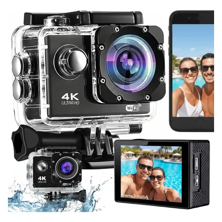 Camera Prova D'agua 4k Ação Sports Filmadora Wifi Full Hd Preto