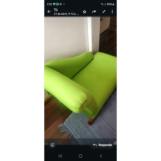 Sofá 1 Cuerpo Tela Con Patas De Madera