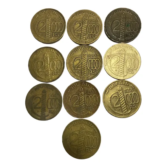 Lote Com 10 Moedas De 2000 Réis 1938 Duque De Caxias