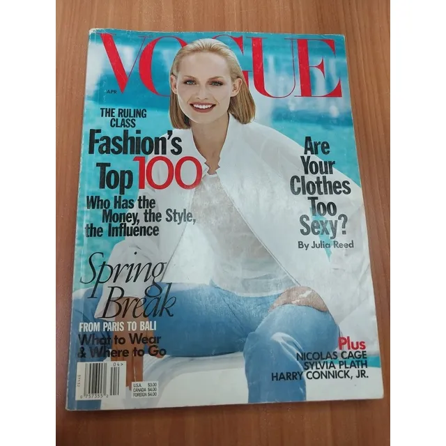 Revista Vogue Amber Valleta April 1998 Vintage Diseño Moda 