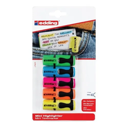 Set Resaltador Mini Edding 7 X 5 Uds Color Neón