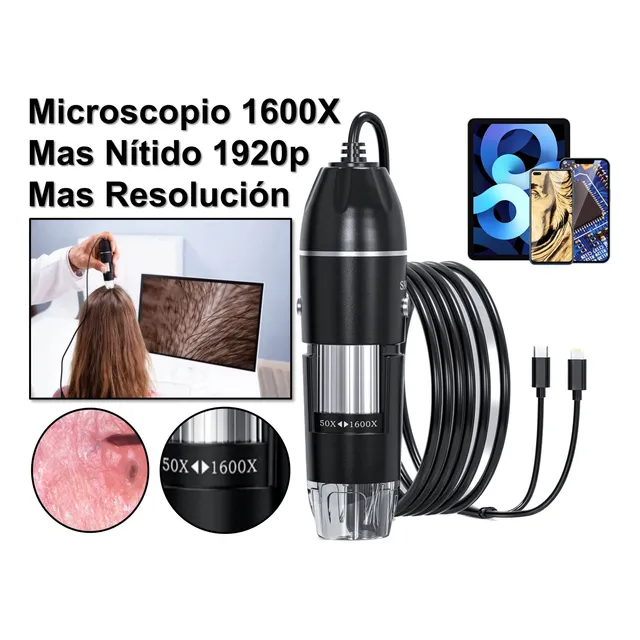 Capilógrafo Microscopio  Digital  Piel Portátil 1600x 8 Led