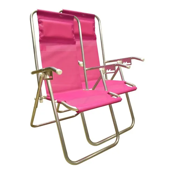 Reposera Playera Aluminio Alta 5 Posiciones Plegable Kit X2