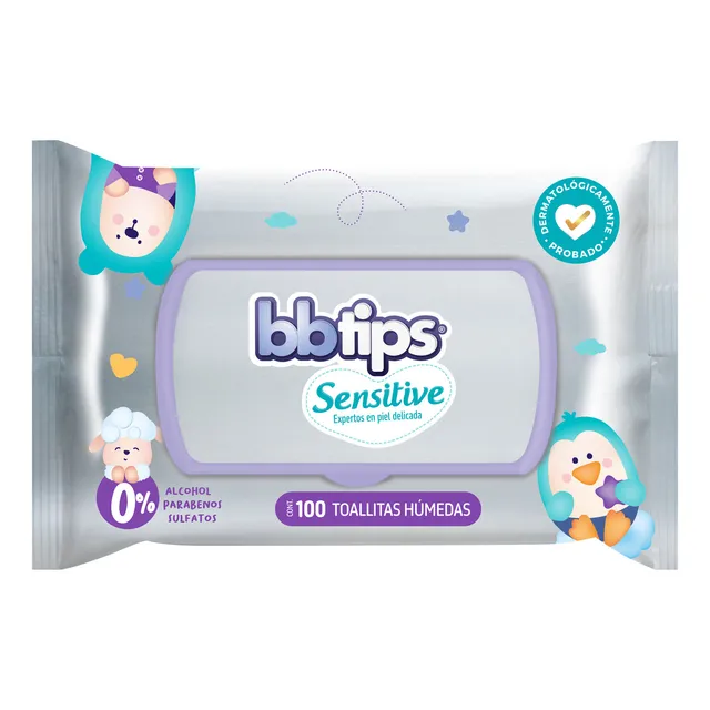 Toallitas Humedas Bbtips Sensitive 100 Piezas Toallitas Bebe