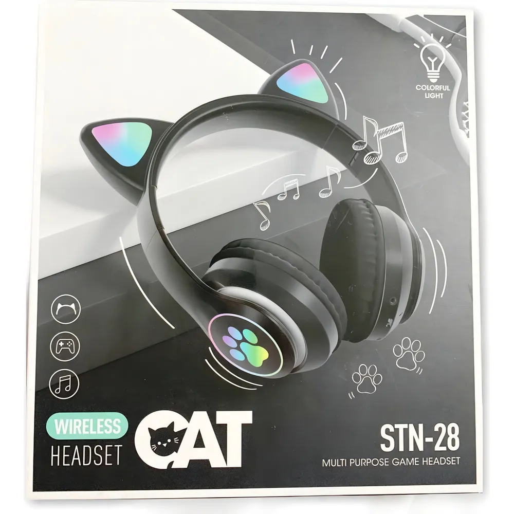 Auriculares Inalámbricos Para Gatitos Para Niños Bluetooth Negro