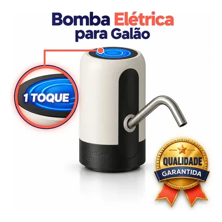 Bomba Galão Elétrica Para Garrafão De Água Bebedouro Elétrico Filtro Recarregável Sem Fio Portátil Automática Bateria Longa Duração Fluxo Estável Fácil Instalação Uso Casa Escritório Brasiliana Tech