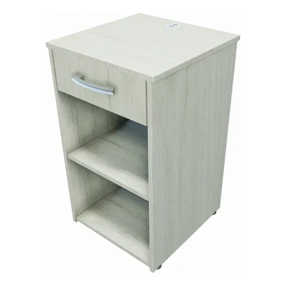 Mesa De Luz Con Cargador De Celular Incluido Puerto Usb Acabado Mate Color Gris